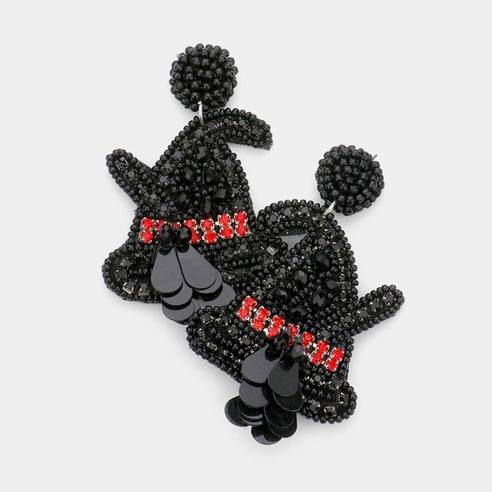 Rhinestone Beaded Witch Hat Earrings